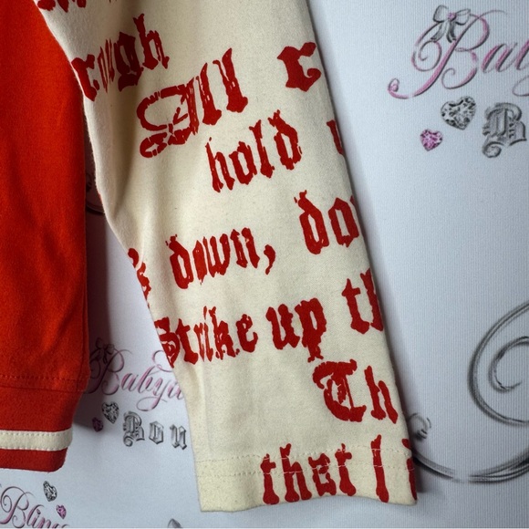 Her grace sweater zip up orange cream tattoo style writing on arms cute stretch - Picture 4 of 6